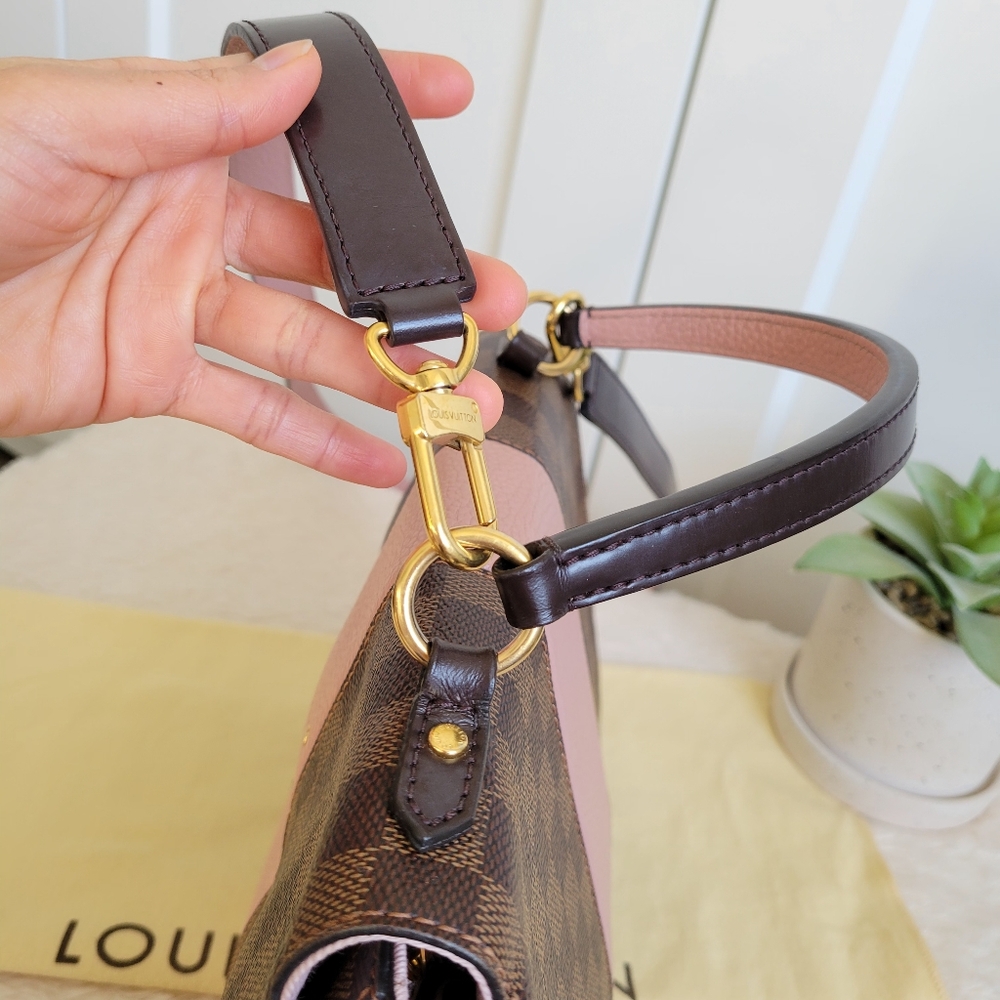 💕BEAUTIFUL Crossbody Louis Vuitton Bond Street MM Damier Ebene Rose Ballerine - Picture 9 of 16